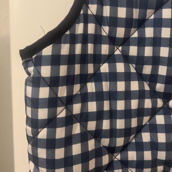 Andrea Jovine blue & white puffy gingham quilted vest SZ large preppy  casual - Picture 7 of 15